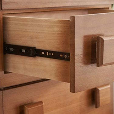 Retro Rubber Wood Nightstand with Drawer