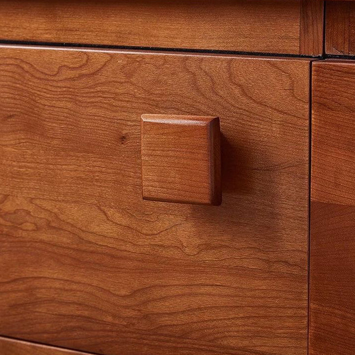 Retro Rubber Wood Nightstand with Drawer