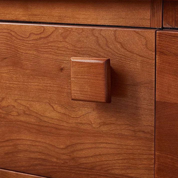 Retro Rubber Wood Nightstand with Drawer