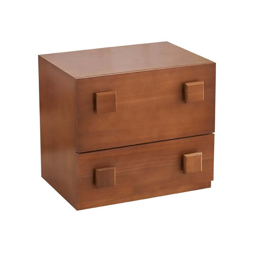 Retro Rubber Wood Nightstand with Drawer