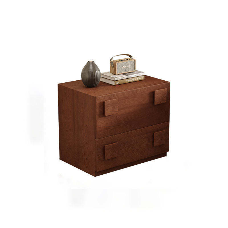 Retro Rubber Wood Nightstand with Drawer