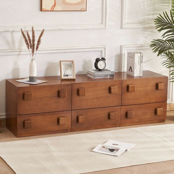 Retro Rubber Wood Nightstand with Drawer