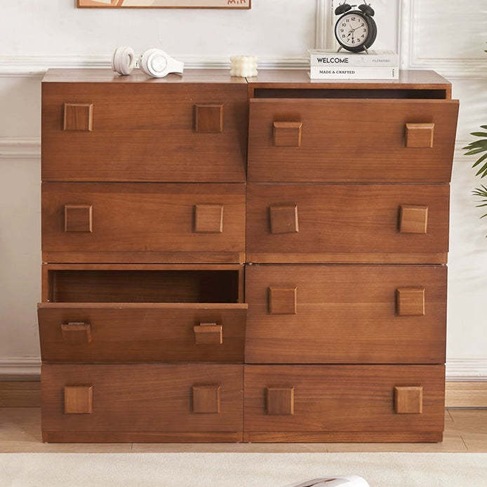 Retro Rubber Wood Nightstand with Drawer