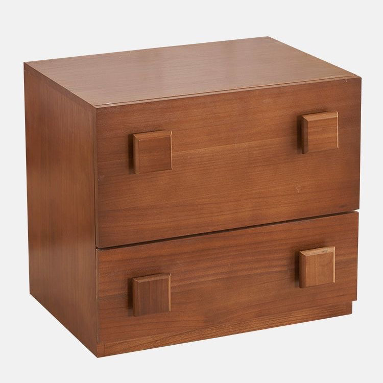 Retro Rubber Wood Nightstand with Drawer