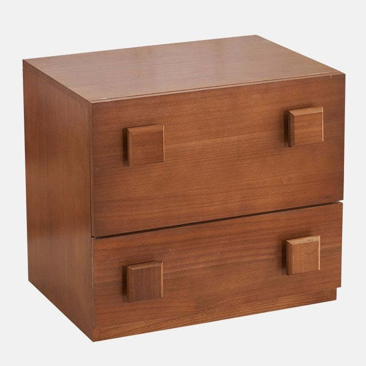 Retro Rubber Wood Nightstand with Drawer