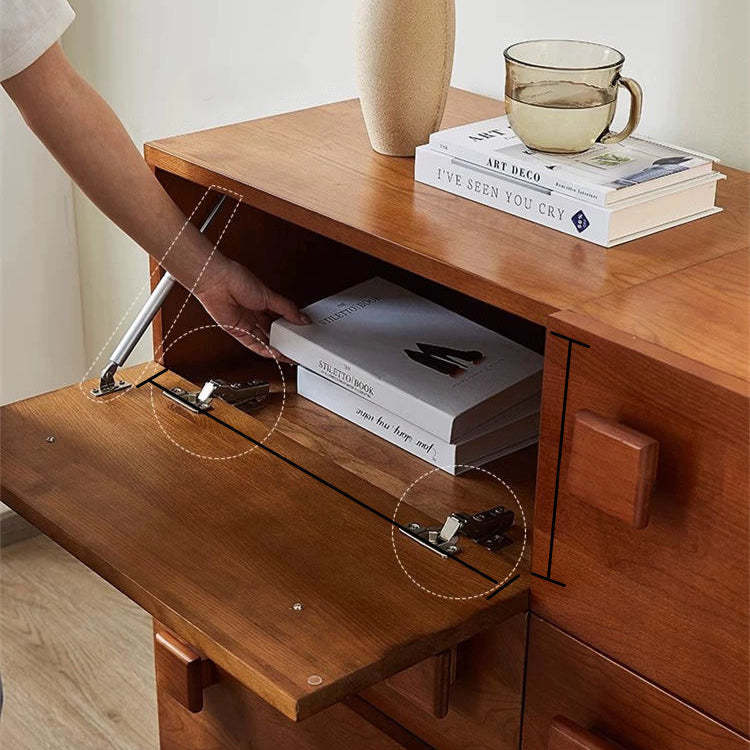 Retro Rubber Wood Nightstand with Drawer