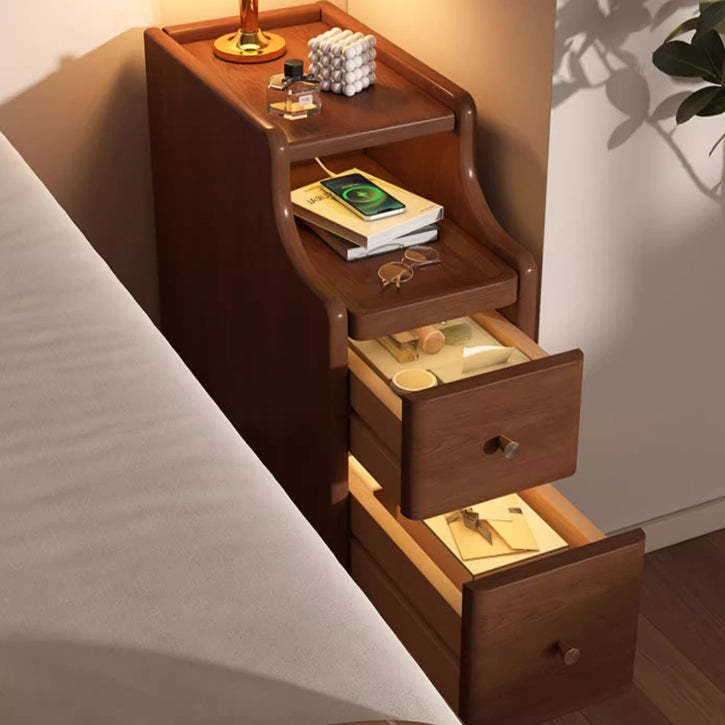Minimalist Rectangular Solid Wood 2-Drawer Nightstand