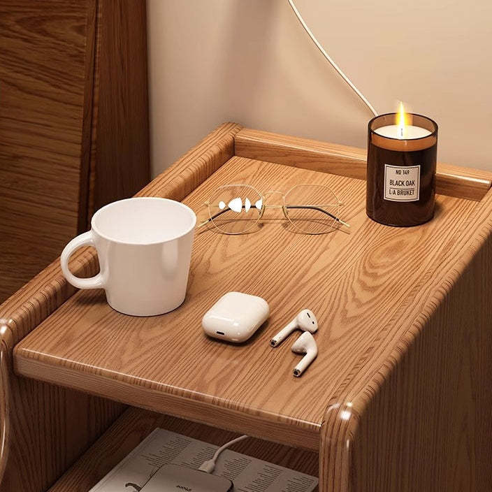 Minimalist Rectangular Solid Wood 2-Drawer Nightstand