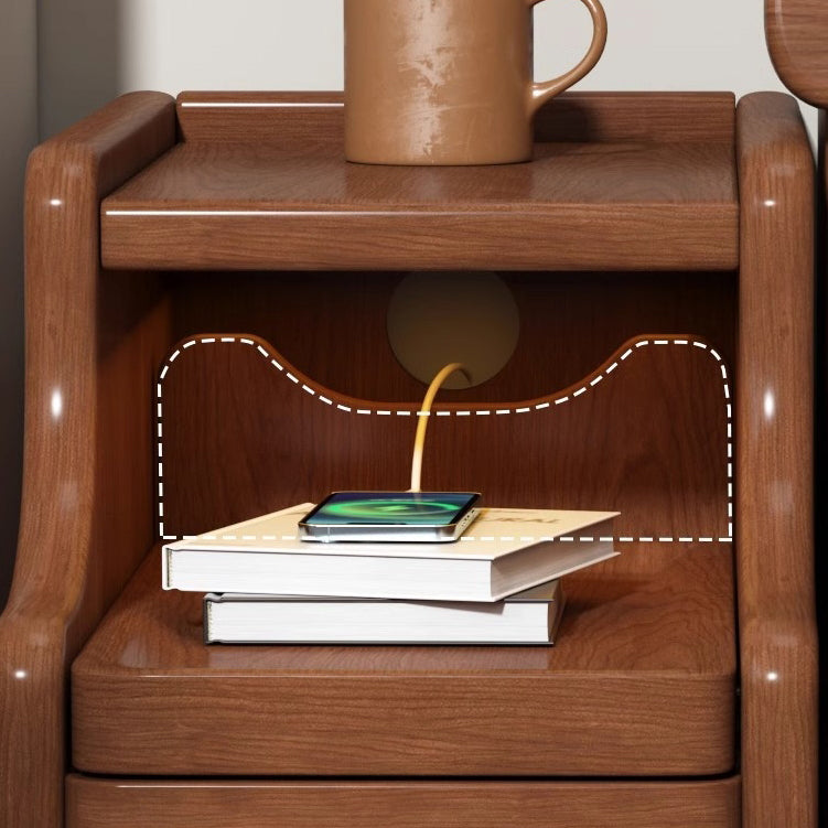 Minimalist Rectangular Solid Wood 2-Drawer Nightstand