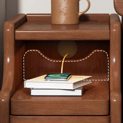 Minimalist Rectangular Solid Wood 2-Drawer Nightstand
