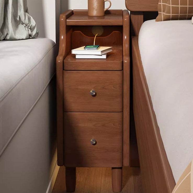 Minimalist Rectangular Solid Wood 2-Drawer Nightstand