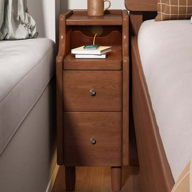 Minimalist Rectangular Solid Wood 2-Drawer Nightstand