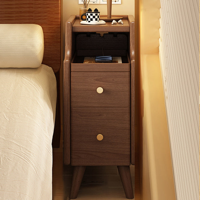 Minimalist Rectangular Solid Wood 2-Drawer Nightstand