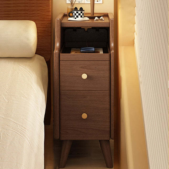 Minimalist Rectangular Solid Wood 2-Drawer Nightstand
