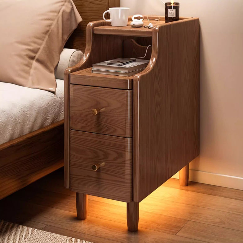 Minimalist Rectangular Solid Wood 2-Drawer Nightstand