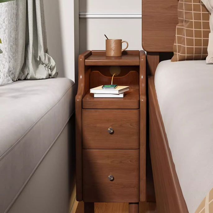 Minimalist Rectangular Solid Wood 2-Drawer Nightstand