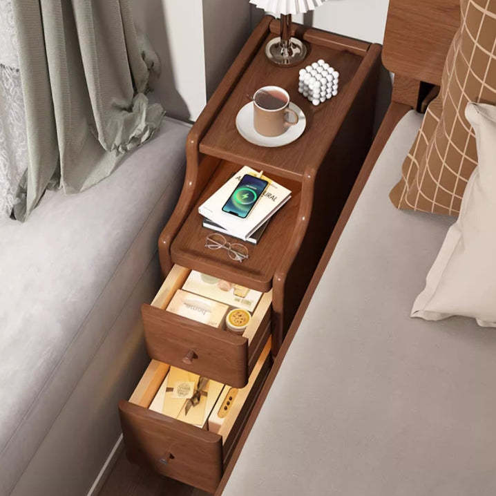 Minimalist Rectangular Solid Wood 2-Drawer Nightstand