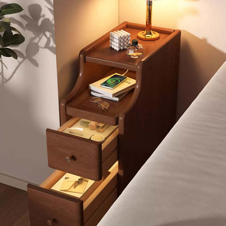 Minimalist Rectangular Solid Wood 2-Drawer Nightstand