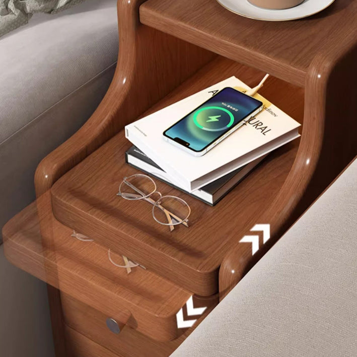 Minimalist Rectangular Solid Wood 2-Drawer Nightstand