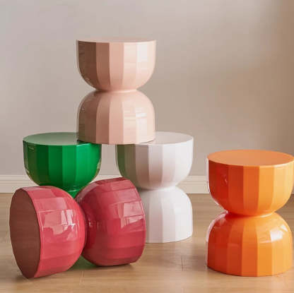 Contemporary Geometric Hourglass End Table
