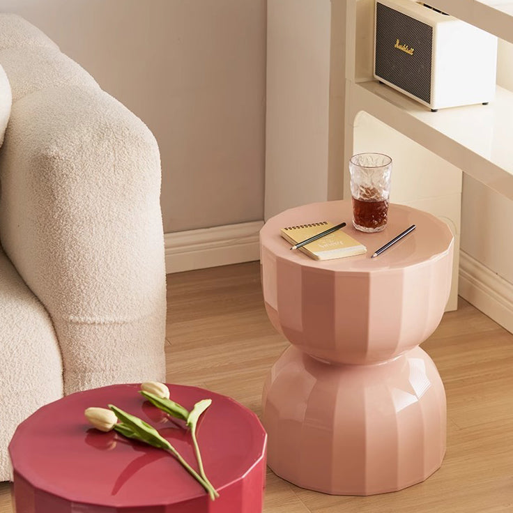 Contemporary Geometric Hourglass End Table