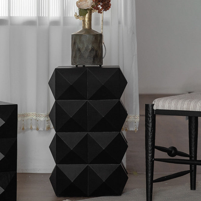 Nordic Geometric Black Wood Coffee Table