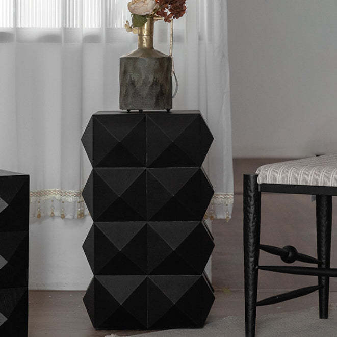 Nordic Geometric Black Wood Coffee Table