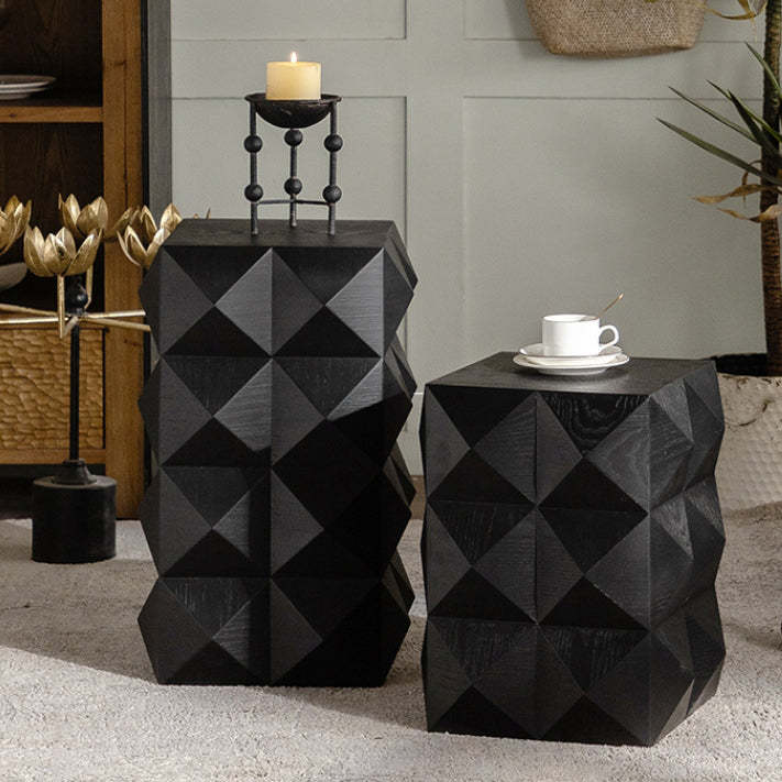 Nordic Geometric Black Wood Coffee Table