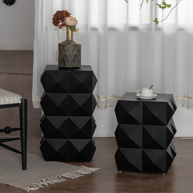 Nordic Geometric Black Wood Coffee Table