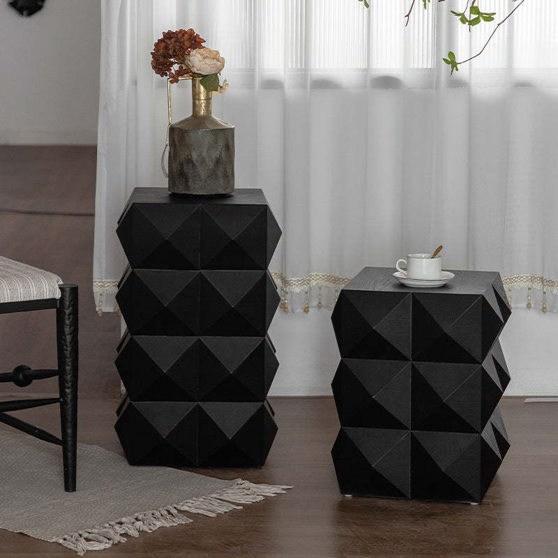 Nordic Geometric Black Wood Coffee Table