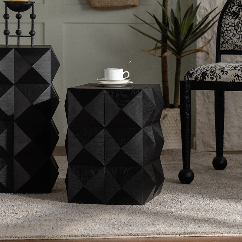 Nordic Geometric Black Wood Coffee Table