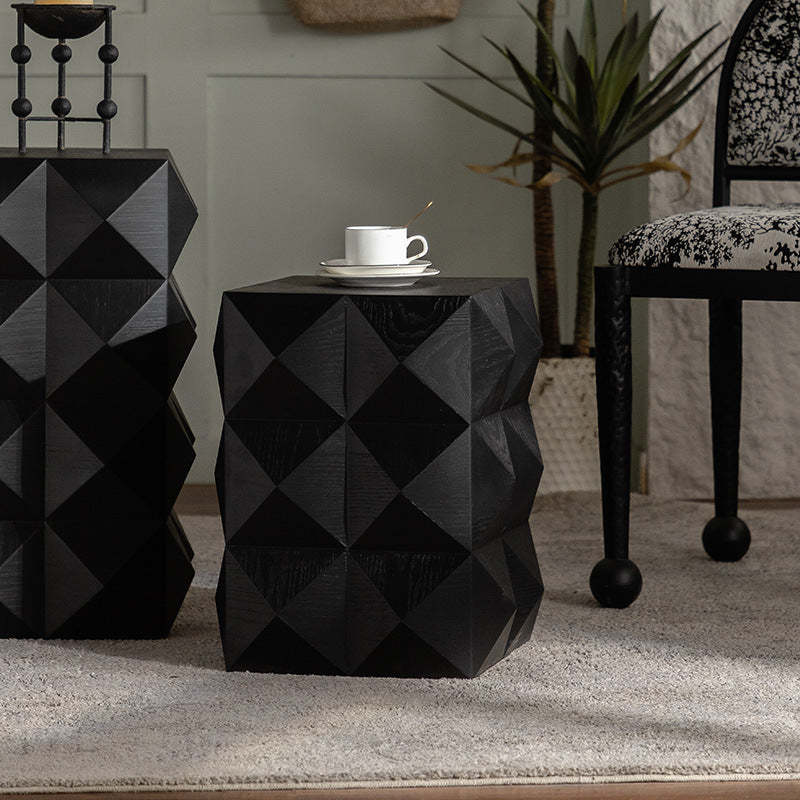 Nordic Geometric Black Wood Coffee Table