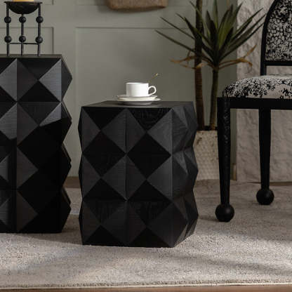 Nordic Geometric Black Wood Coffee Table