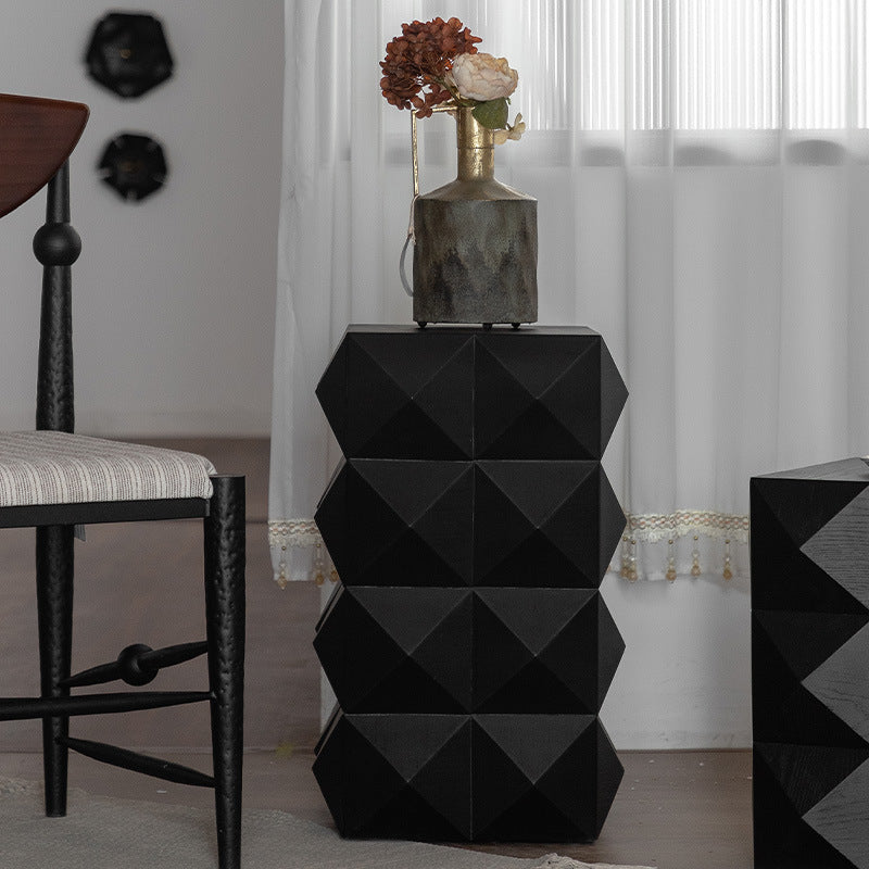 Nordic Geometric Black Wood Coffee Table