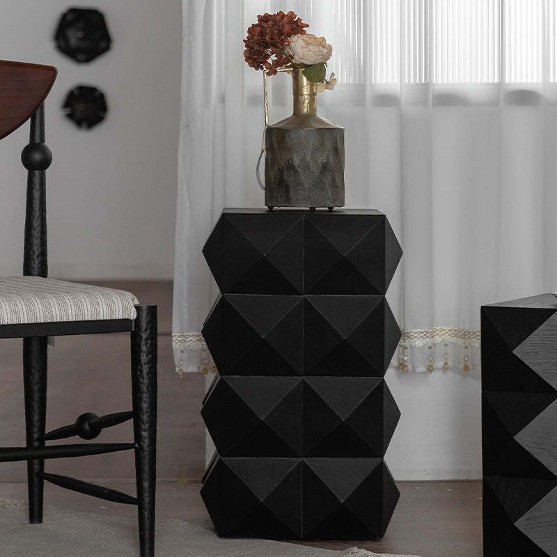 Lighom geometric wood coffee tables for bedroom — 14.37" L x 14.37" W x 24.02" H