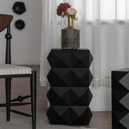 Nordic Geometric Black Wood Coffee Table