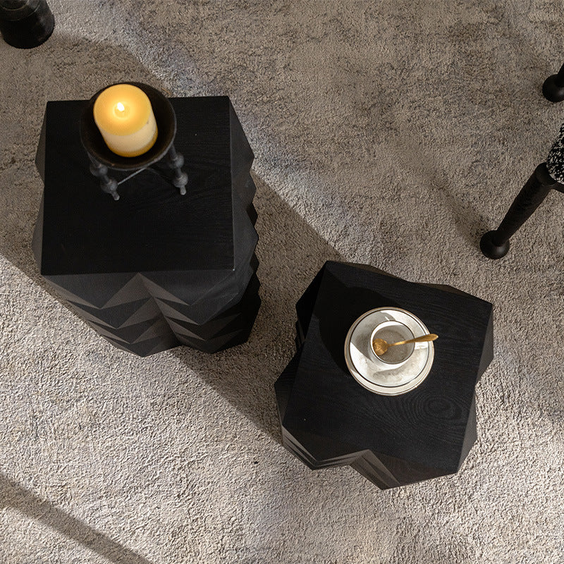 Nordic Geometric Black Wood Coffee Table