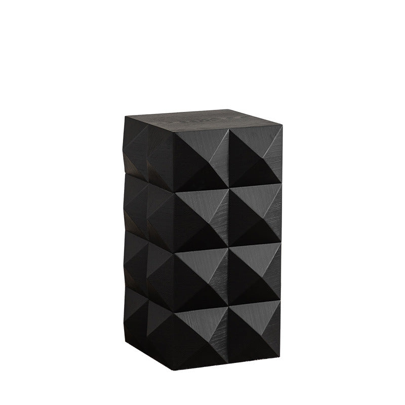 Nordic Geometric Black Wood Coffee Table