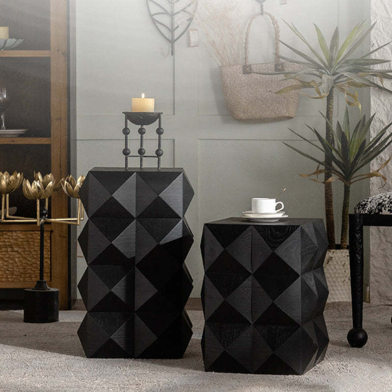 Nordic Geometric Black Wood Coffee Table