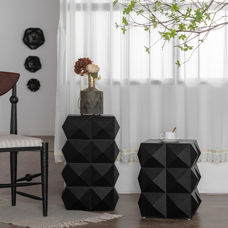 Nordic Geometric Black Wood Coffee Table