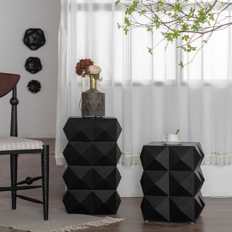 Nordic Geometric Black Wood Coffee Table