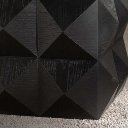 Nordic Geometric Black Wood Coffee Table