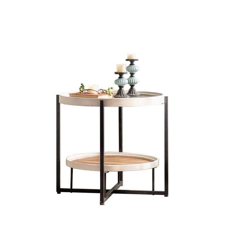 Nordic Wood Iron Glass Coffee Table 2-Tier