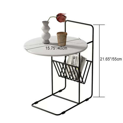 Luxury Rock Slab Steel Round End Table — Gray