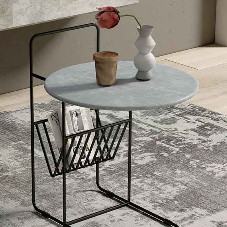 Luxury Rock Slab Steel Round End Table