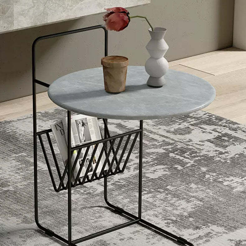 Luxury Rock Slab Steel Round End Table