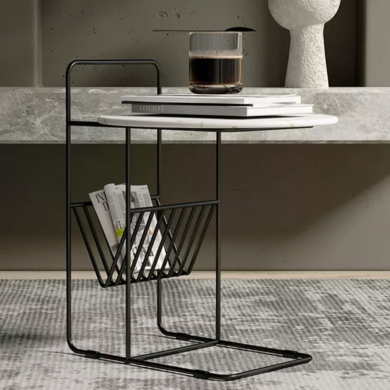 Luxury Rock Slab Steel Round End Table
