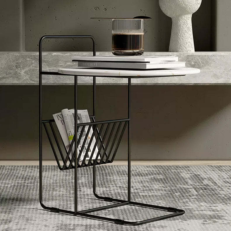 Luxury Rock Slab Steel Round End Table