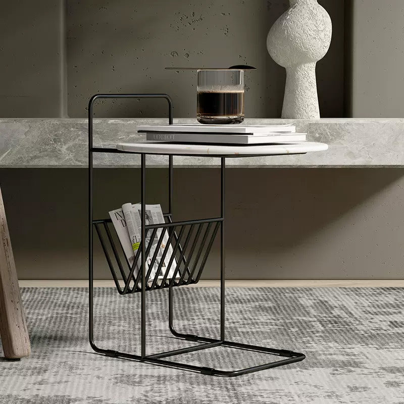 Luxury Rock Slab Steel Round End Table