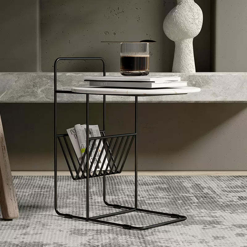 Luxury Rock Slab Steel Round End Table